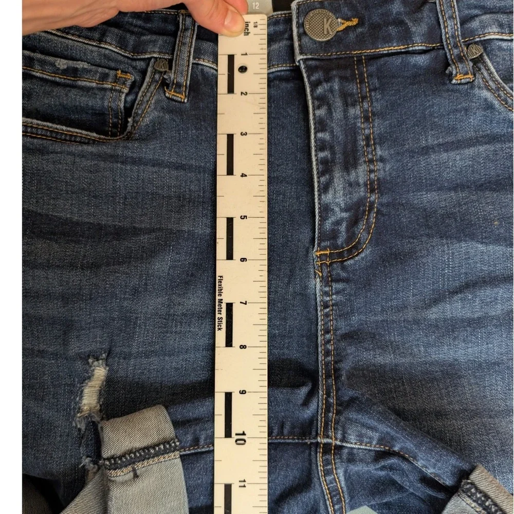 KUT from the Kloth Catherine Boyfriend Shorts Womens 12 Dark Wash Distressed